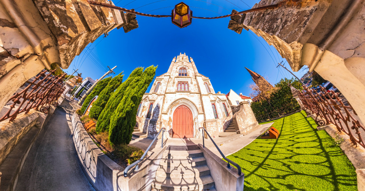 Panoramic view of Chalmers Church, Tasmania