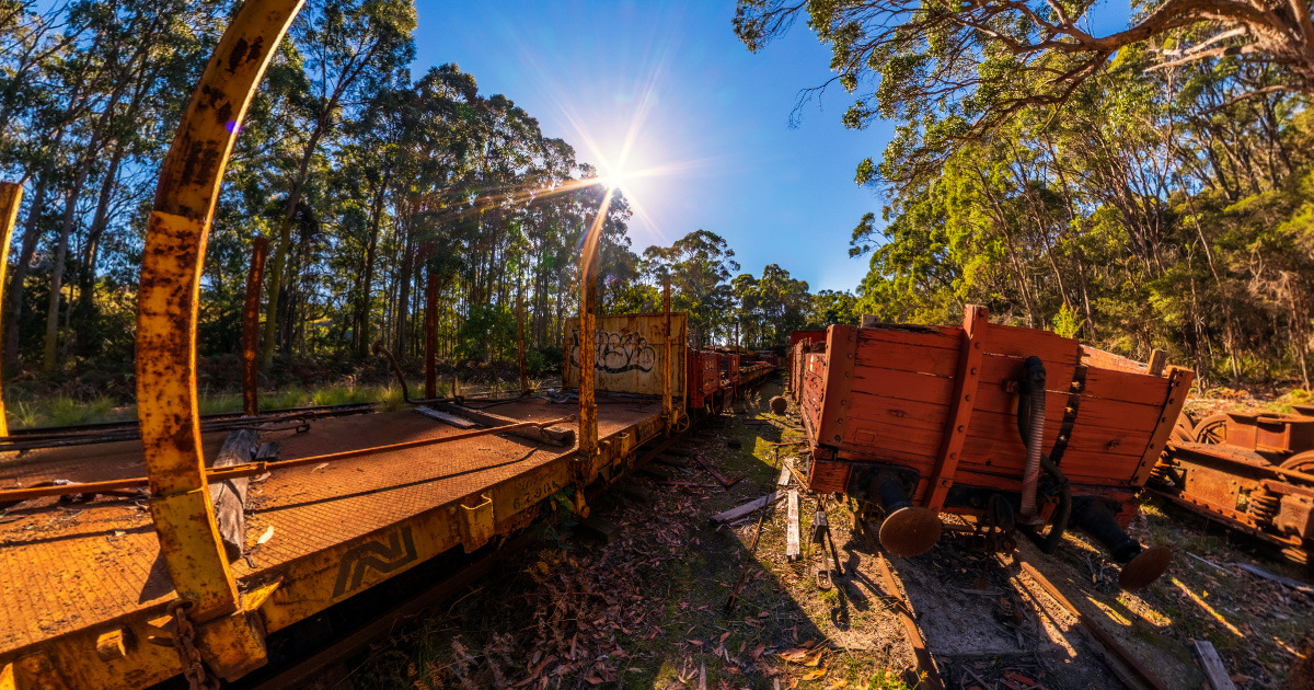 Panoramic view of Don River Railway Heritage Depot, Tasmania