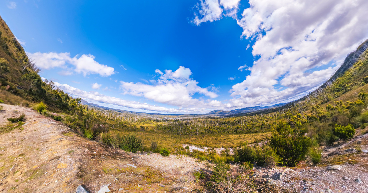 Panoramic view of Donaldson River Lookout, Tasmania