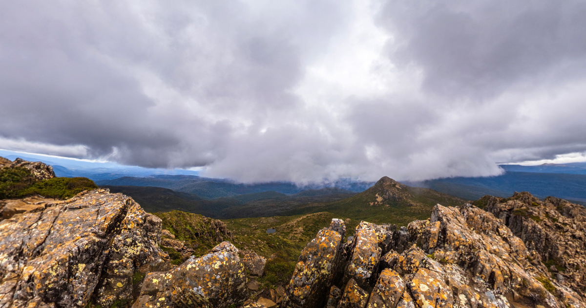 Panoramic view of Hartz Peak, Tasmania
