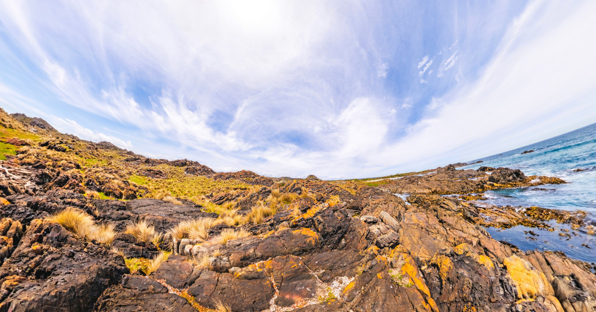 Panoramic view of Sarah Anne Rocks, Tasmania
