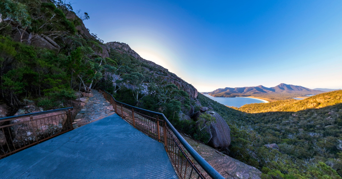 Panoramic view of Wineglass Bay Lookout, Tasmania